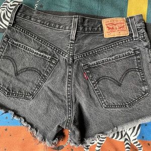 Levi's faded black jean shorts
